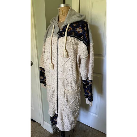 Free People Capture The Moment Confetti Hooded Zip Up Cardigan Coat Womens z S - Picture 5 of 14